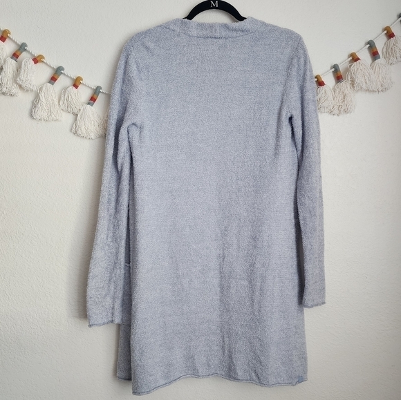 Barefoot Dreams Cozychic Lite Longline Open Front Cardigan Baby Blue Gray Lounge - Picture 2 of 9